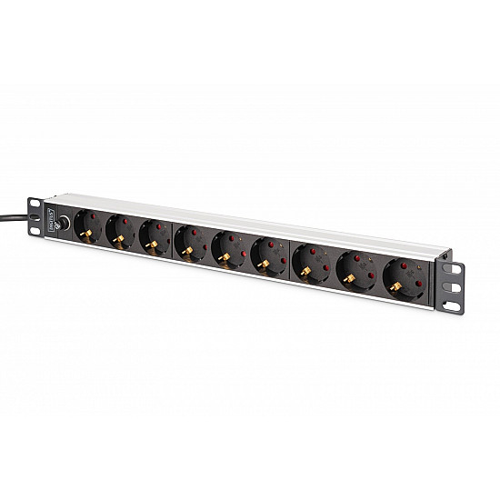 1U ALUMINIUM PDU 9X SCHUKO RACKMOUNT IEC C14 PLUG