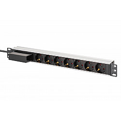 1U ALUMINIUM PDU 7X SCHUKO RACKMOUNT 1X CIRCUIT BREAKER