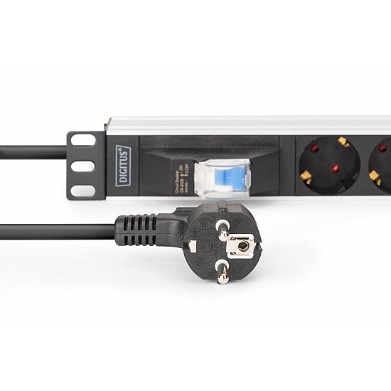 1U ALUMINIUM PDU 7X SCHUKO RACKMOUNT 1X CIRCUIT BREAKER