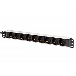 1U ALUMINIUM PDU 9X SCHUKO RACKMOUNT IEC C20 PLUG