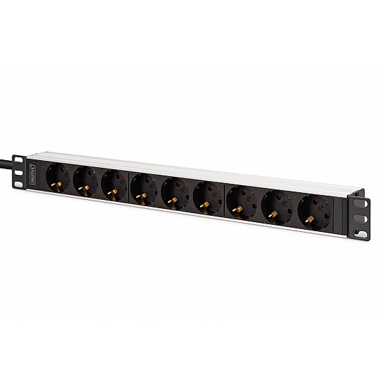 1U ALUMINIUM PDU 9X SCHUKO RACKMOUNT IEC C20 PLUG