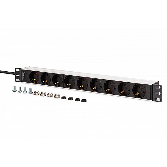 1U ALUMINIUM PDU 9X SCHUKO RACKMOUNT IEC C20 PLUG