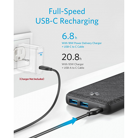 Anker Innovations Anker PowerCore III Sense 20000 - Powerbank - 20000 mAh - 20 Watt - 3 A - IQ, IQ 3.0, PD - 3 Ausgabeanschlussstellen (USB, 24 pin USB-C)