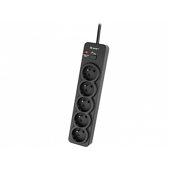 TRACER PowerGuard PRO 1.8m Black 5 sockets. 1 buttons power strip