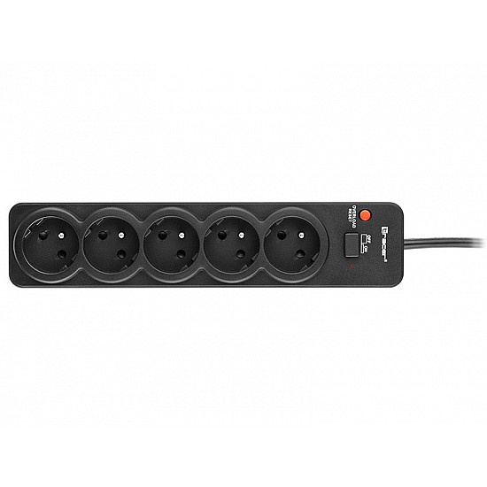 TRACER PowerGuard PRO 1.8m Black 5 sockets. 1 buttons power strip