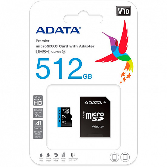 ADATA AUSDX512GUICL10A1-RA1 memory card 512 GB MicroSDXC UHS-I Class 10