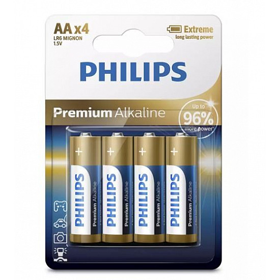 1x4 Philips Premium Alkaline AA AA Batterie