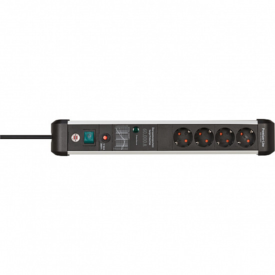 Brennenstuhl Premium Protect-Line stekkerdoos 4 sockets 3m zilver/zwart met schakelaar en