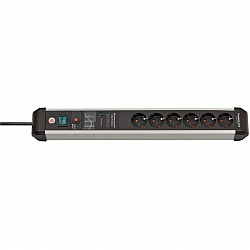 Premium-Protect-Line 6-socket power strip black aluminium 3 metres 60000A surge protection