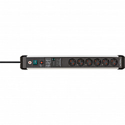 Premium-Protect-Line 6-socket power strip black aluminium 3 metres 60000A surge protection