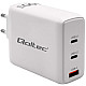 Qoltec 100W GaN Wall Charger 5-20V 1.5-5A 2 x USB-C PD 1 x USB QC 3.0 White