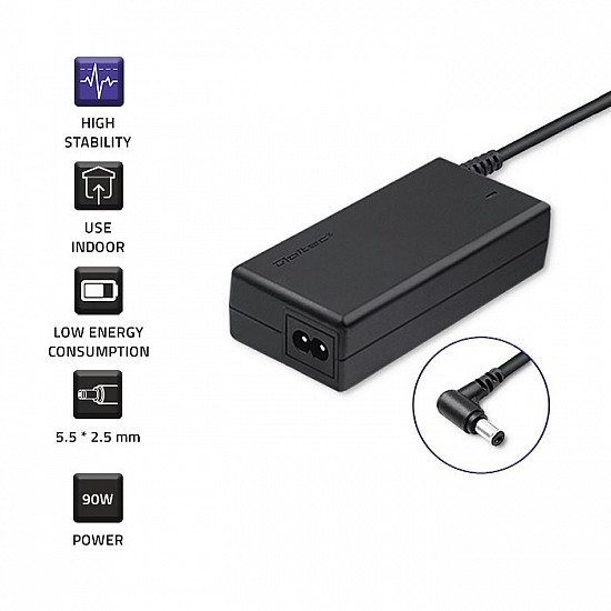 Zasilacz Qoltec 50076.90W do notebooka Toshiba (19 V; 4 9 A; 90W; 5.5 mm x 2.5 mm)