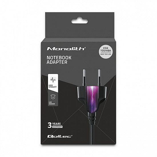 Zasilacz Qoltec 50076.90W do notebooka Toshiba (19 V; 4 9 A; 90W; 5.5 mm x 2.5 mm)