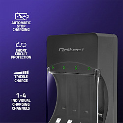 Qoltec 50653 Battery Charger for Ni-MH type R03/AAA R6/AA