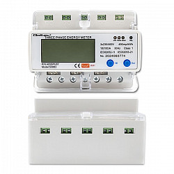 Qoltec 50883 Three phase electronic energy consumption meter for DIN rail Wi-Fi TUYA 400V LCD