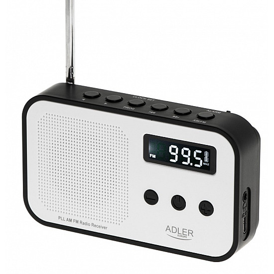 Adler Digital radio PLL AM/FM AD 1907 Alarm function White/Black