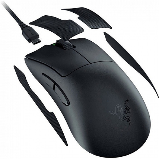 Razer DeathAdder V3 Pro Black, Wireless Gaming Mouse, True 30000 dpi, Focus Pro 30K Optical Sensor, Gen-3 Optical Mouse Switches, 5 programmable buttons, Razer Speedflex Cable USB Type C, 90-million Clicks