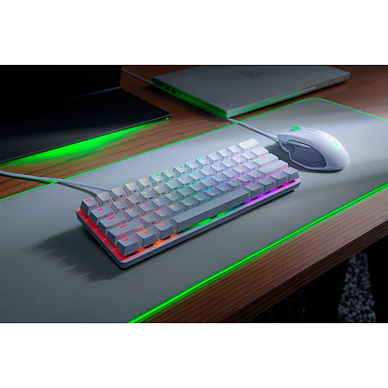 Razer Huntsman Mini Gaming keyboard, RGB LED light, US, Wired, Purple Switch, Mercury White