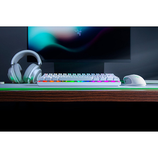 Razer Huntsman Mini Gaming keyboard, RGB LED light, US, Wired, Purple Switch, Mercury White