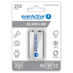 Rechargeable batteries everActive Ni-MH 6F22 9V 250 mAh Silver Line