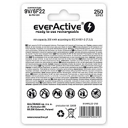 Rechargeable batteries everActive Ni-MH 6F22 9V 250 mAh Silver Line
