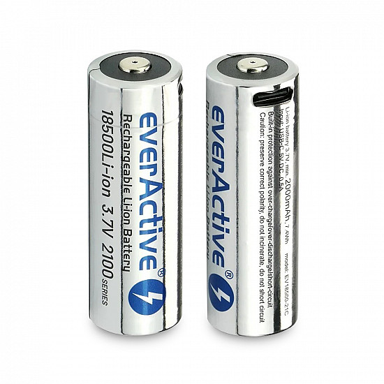 Rechargeble battery 18500 3,7V Li-ion 2100 mAh USB-C