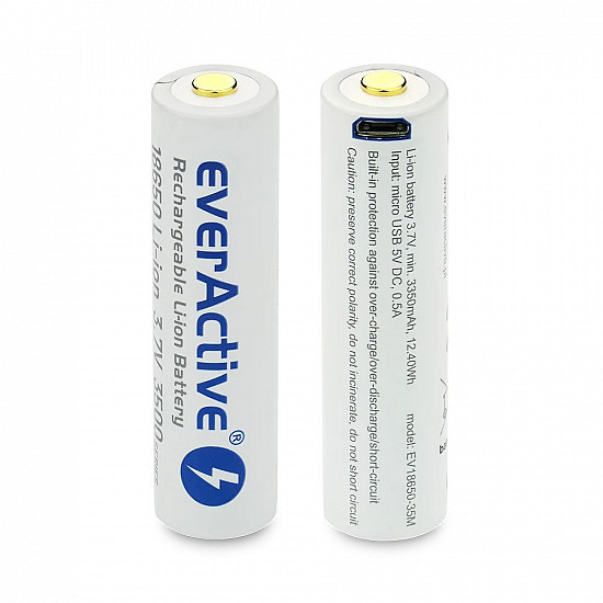 18650 Li-Ion 3.7V everActive 3500mAh battery (1 pc) micro-USB with protection