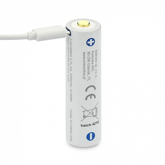 18650 Li-Ion 3.7V everActive 3500mAh battery (1 pc) micro-USB with protection