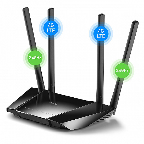 CUDY Maršrutizatorius PRIEIGOS TAŠKAS 4G LTE +ROUTER CUDY-LT400 2.4 GHz, 5 GHz, 300 Mbps