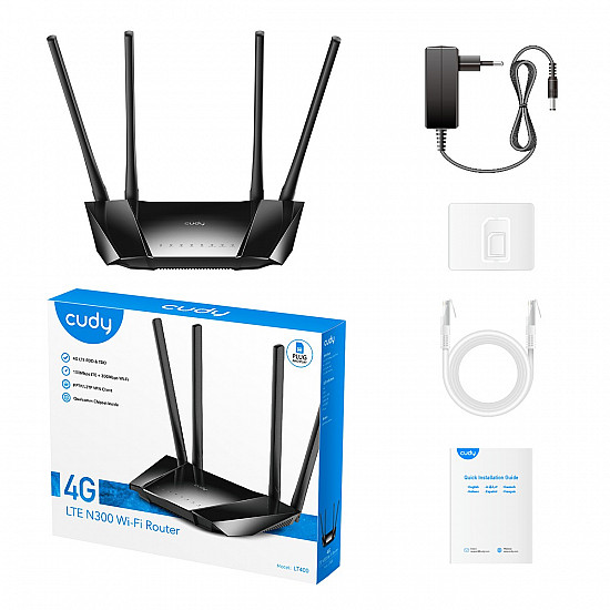 CUDY Maršrutizatorius PRIEIGOS TAŠKAS 4G LTE +ROUTER CUDY-LT400 2.4 GHz, 5 GHz, 300 Mbps