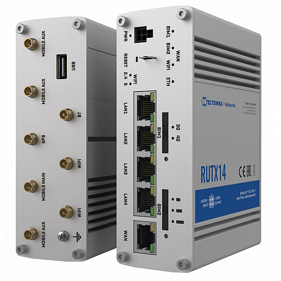 LTE Cat 12 Router RUTX14 802.11ac 867 Mbit/s 10/100/1000 Mbps Mbit/s Ethernet LAN (RJ-45) ports 5 MU-MiMO Yes 4G Antenna type Internal