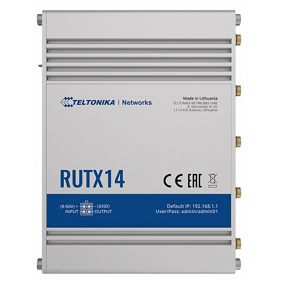 LTE Cat 12 Router RUTX14 802.11ac 867 Mbit/s 10/100/1000 Mbps Mbit/s Ethernet LAN (RJ-45) ports 5 MU-MiMO Yes 4G Antenna type Internal