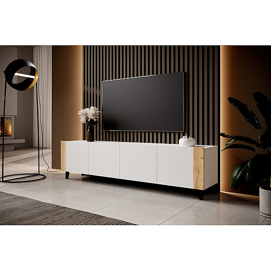 RTV cabinet FARO 200x42x52 white matt + oak craft