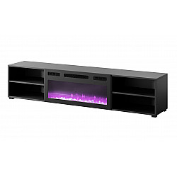 RTV cabinet POLO 180x33x39 black + fireplace black
