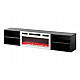 RTV cabinet POLO 180x33x39 black + fireplace white