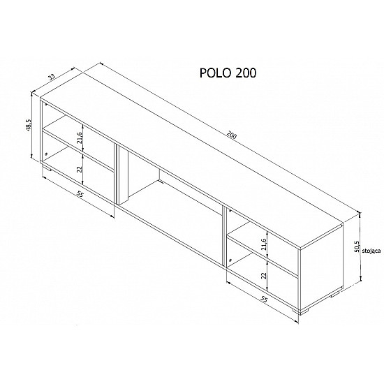 RTV cabinet POLO 180x33x39 white + fireplace white