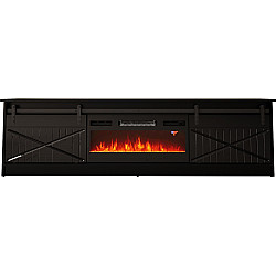 RTV GRANERO + fireplace cabinet 200x56.7x35 black/black gloss