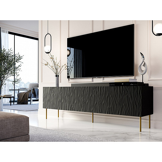 RTV JUNGLE cabinet 190x40.5x59.5 black matt + golden legs