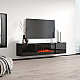 RTV LUXE cabinet 182.6x34.5x37.5 black/black gloss + black fireplace