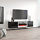 RTV LUXE cabinet 182.6x34.5x37.5 black/black gloss + white fireplace