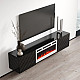 RTV LUXE cabinet 182.6x34.5x37.5 black/black gloss + white fireplace