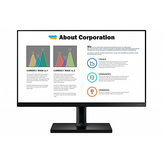 61cm/24'' (1920x1080) Samsung T45F Series F24T452FQR 16:9 5ms IPS 2xHDMI DisplayPort VESA Pivot Full HD Black