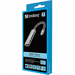 SANDBERG USB-C Dock HDMI+3xUSB+PD 100W - Dockingstation