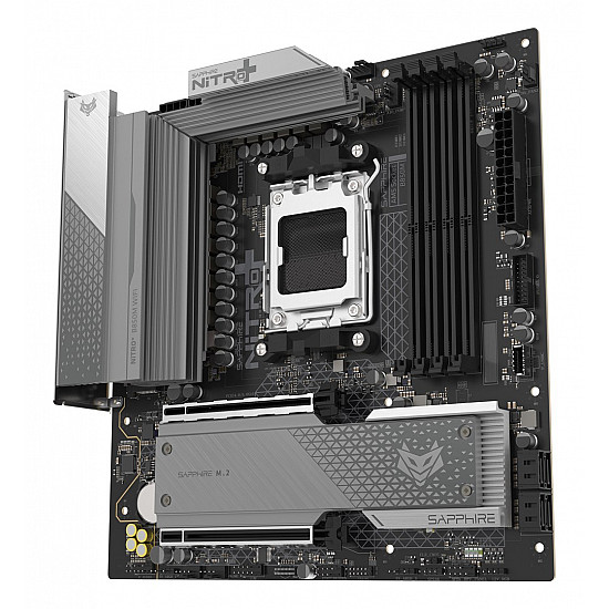 SAPPHIRE AMD B850M AM5 NITRO+ Ryzen R9/R7/R5, 4x DDR5 8000MHz, PCIE 5, 1x M.2 Gen5, 1x M.2 Gen4, LAN 2.5 Gbps, WIFI6, USB, MATX