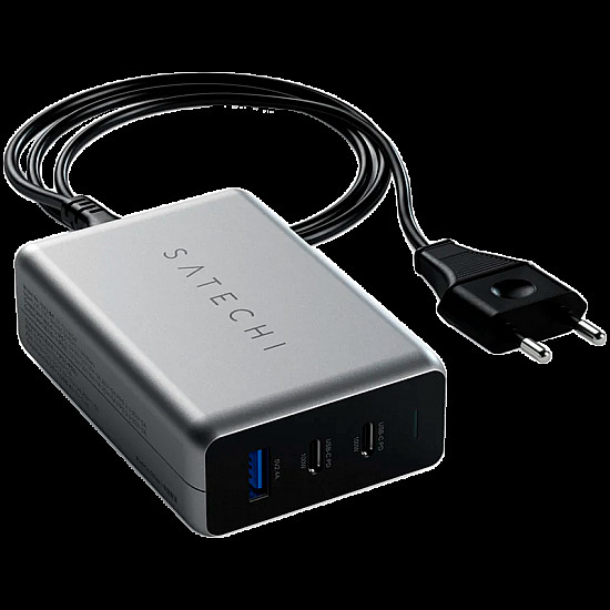SATECHI 100W USB-C PD Compact Charger- EU ( x2 Type-C / x1 Type-A) (space gray)