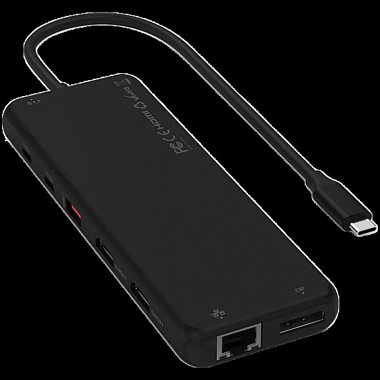 Satechi USB-C Triple Display Multiport Hub (13-in-1 Adapter), Black, 100W, ST-P3D13K