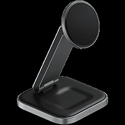 SATECHI 2-in-1 Foldable Qi2 Wireless Charging Stand (Space Gray)