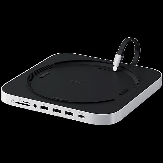 Satechi Stand & Hub do Mac Mini/Studio 1x USB-C 3.2 1x USB-A 3.2 2x USB-A 3.0 3,5mm jack port micro/SD NVMe/M.2 SATA SSD