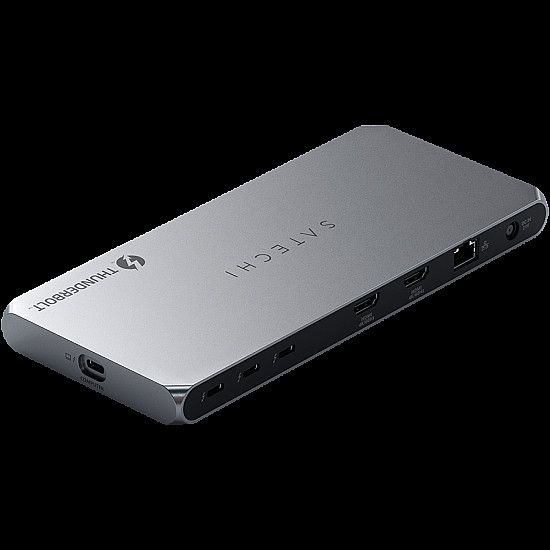 Satechi Thunderbolt 4 3.5mm audio czytnik kart 2x USB-A 3.2 2x HDMI 2.0 DisplayLink 1x Ethernet 3x TB4 downstream DC/21V - zasilacz 180W 96W TB4 passthrough