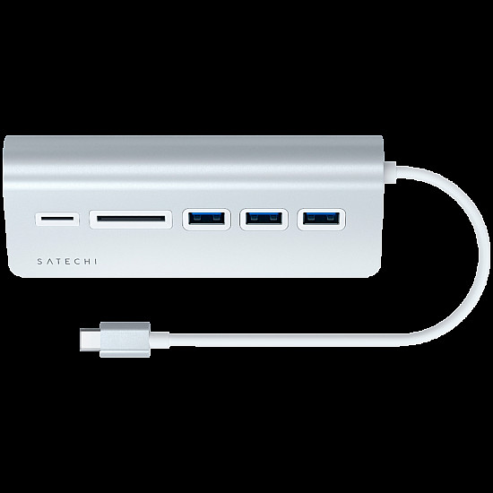 SATECHI Type-C Aluminum USB 3.0 Hub & Card Reader Silver